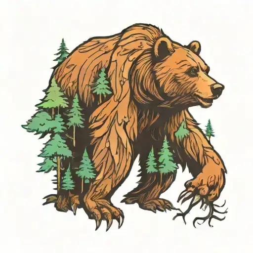 Bear And Redwood Forest