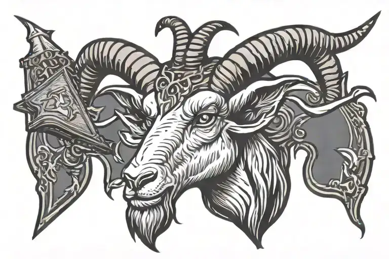 Wizard Goat Head Profile Holding A Book