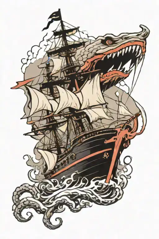 Ship And Kraken Attacking A Ship