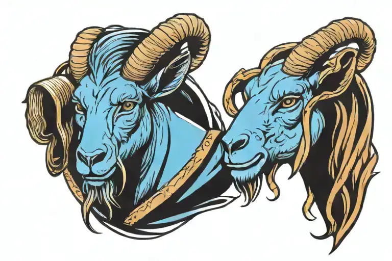 Wizard Goat Head Profile Holding A Book Surrounded But Ribbons