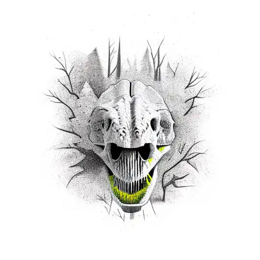 T Rex Skull In Woods