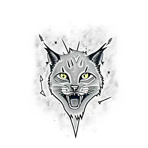 Flash Traditional Lynx With Dagger Through Head