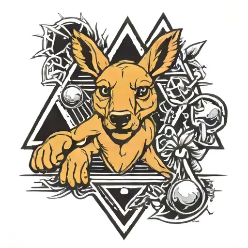 Australian Made Triangle Symbol With A Boxing Kangaroo Breaking Through The Middle Of It