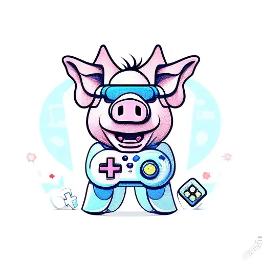Cartoon Pig Holding A Gaming Controller