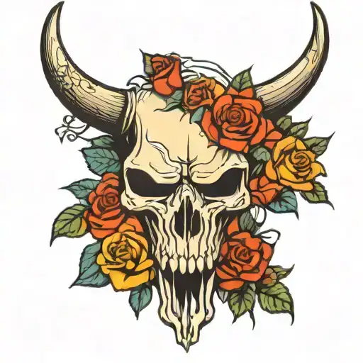 Bull Skull And Roses
