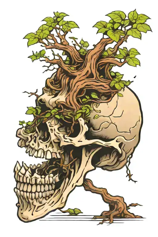 Bonsai Growing Out Of Skull