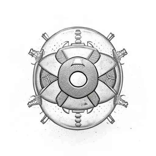 Samurai Warrior Catching A Football With A Yin Yang Symbol On His Armor