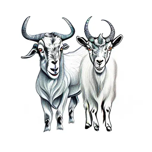 A Male Goat And A Buffalo