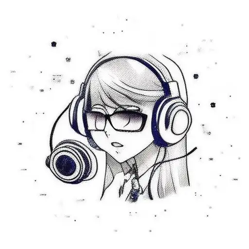 A New-school Tattoo Of A Lewd Waifu Dj Mixing Music On Turntables