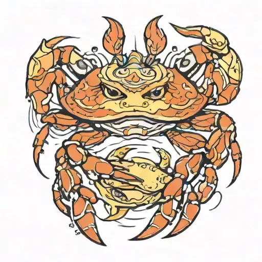 Crab And Golden Cat Intertwine