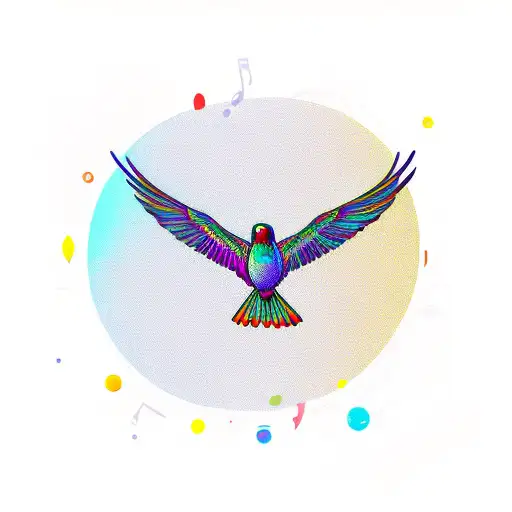 Flying Bird With Headphones On