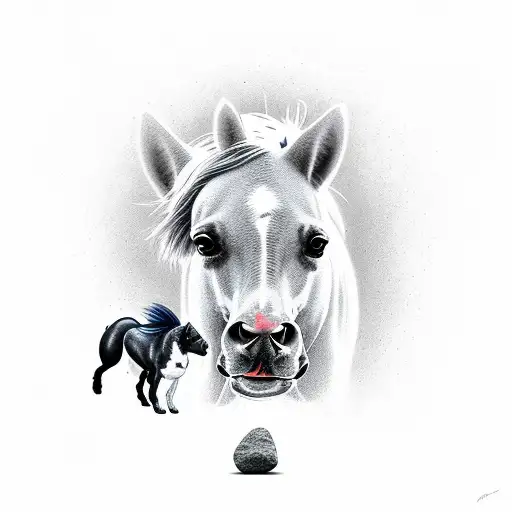 A Rock And Pop Inspired Tattoo Featuring A Horse And A Dog