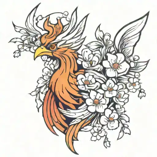 Phoenix And Cherry Blossoms