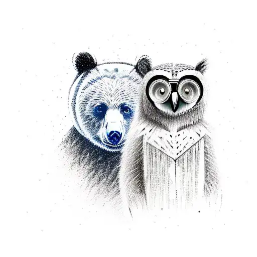 Bear Protecting An Owl
