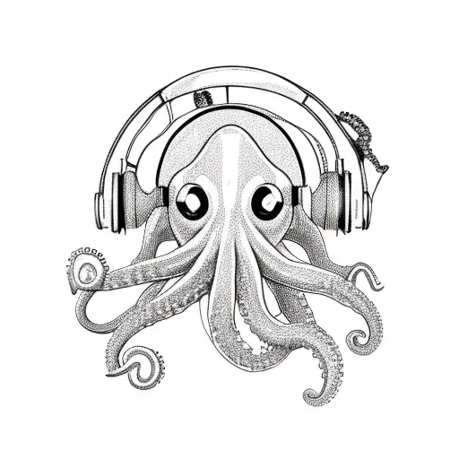 Octopus With Scuba Helmet And Headphones