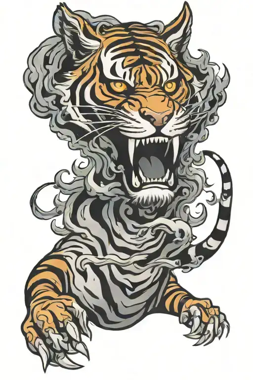 Tiger Mask With Smoke Forming The Shape