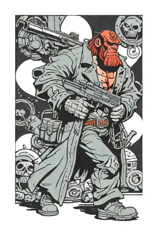 Hellboy Full-length And With A Gun