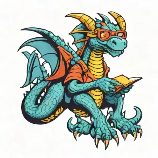 A Dragon Wearing 3D Glasses Watching A Movie