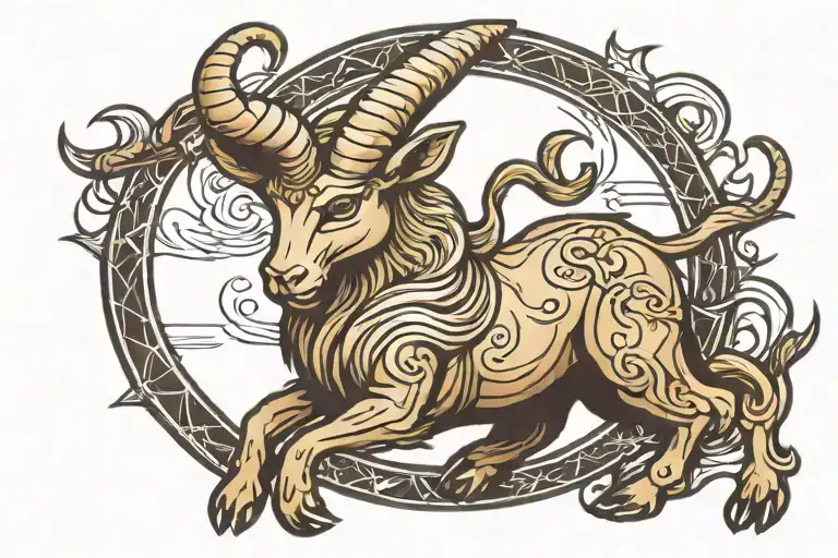 Capricorn Zodiac With Background In Sun Light