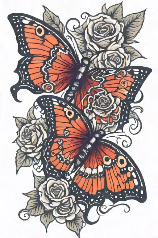 Butterfly With Rose Torns