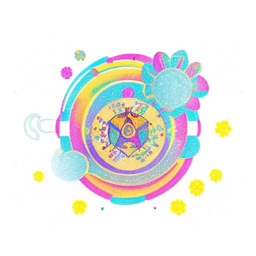Zodiac Leo Symbol Surrounded By Colorful Flowers And A Banner With The Phrase 'Seize The Day'