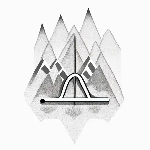 A Minimalist Tattoo Of A Piano Key With A Mountain Range In The Background