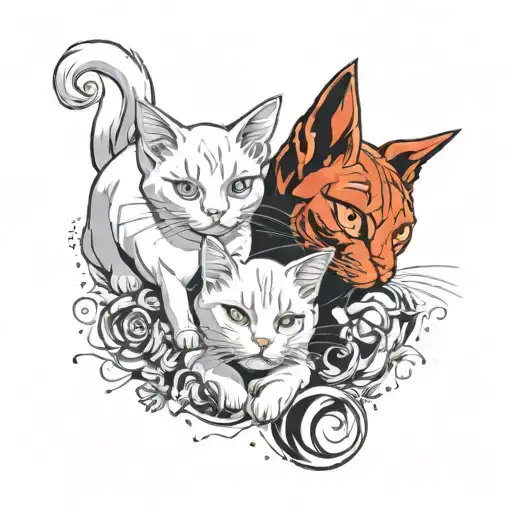 A White Cat And A Red Cat