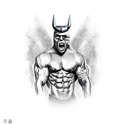 Muscly Warrior With Pencil