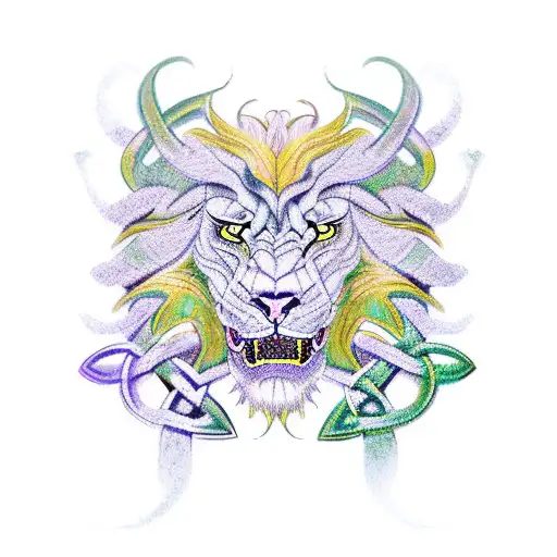 A Celtic Knot Dragon With Lion-like Features