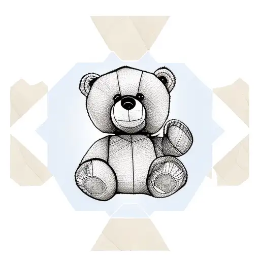 Teddy Bear In Hexagon Looking Down