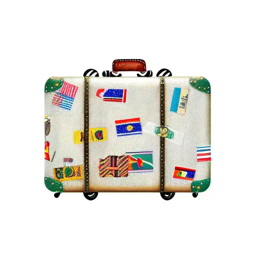 A Vintage Suitcase With Stickers From Different Countries