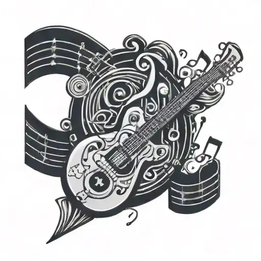 A Quote About Music Written In A Stylized Font With Musical Symbols