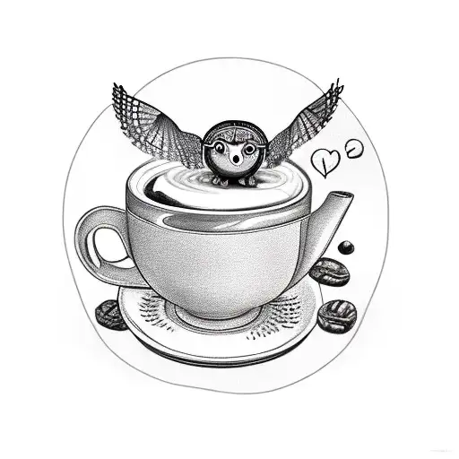 A Whimsical Scene Of A Turtle And Owl Having Coffee And Tea