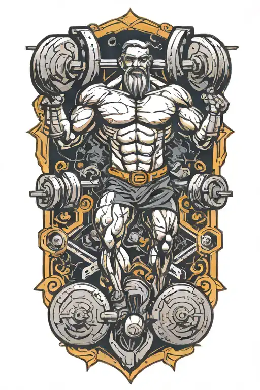 God Lifting Weights Hanging