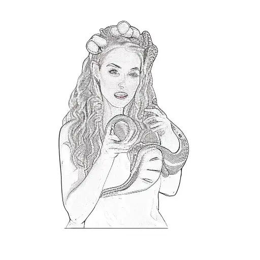 A Woman Holding An Apple And A Snake