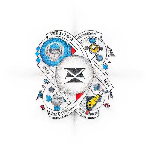 A New-school Tattoo Design Incorporating Symbols That Represent Your Wife And Children