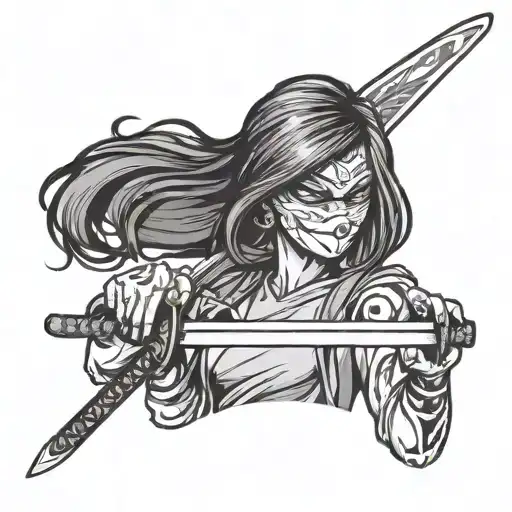 Girl In A Mask With A Katana
