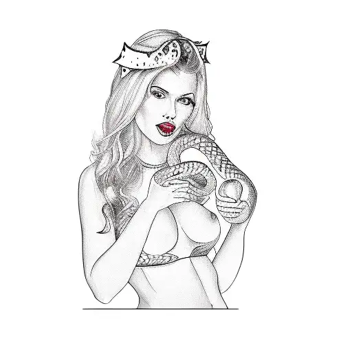 A Woman Holding An Apple And A Snake