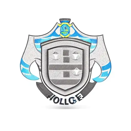 A Police Badge With A Scuba Diving Helmet Incorporated Into The Design