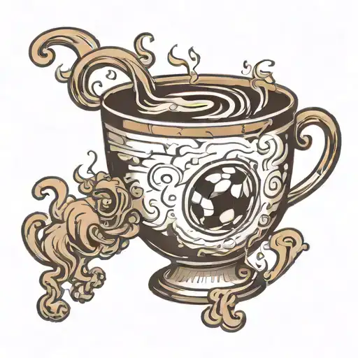 A Tea Cup With Smoke Forming The Shape Of A Football