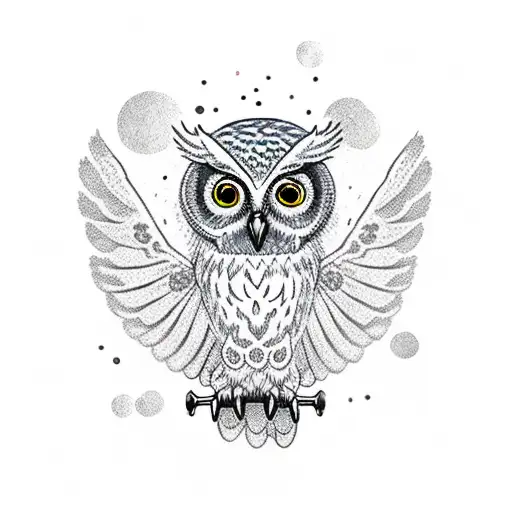 Owl With Two Little Owls Under Its Wings