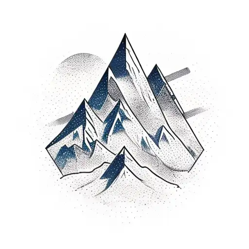 A Majestic Mountain Range With A Hidden Sword Embedded In The Peak