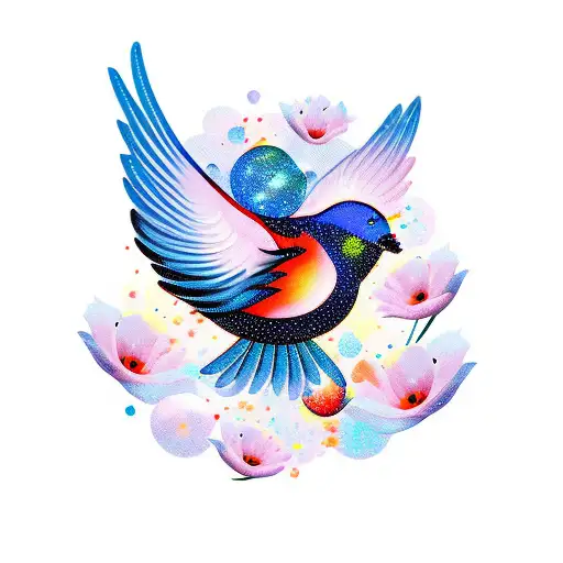 Space Bird Mountains Poppies