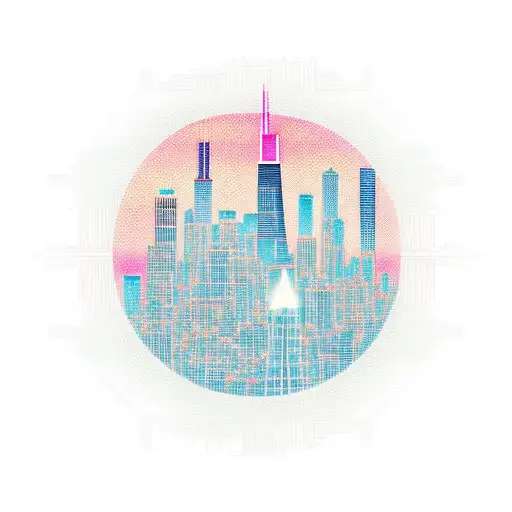 A Silhouette Of The Chicago Skyline With Circuitry Patterns Flowing Through The Buildings