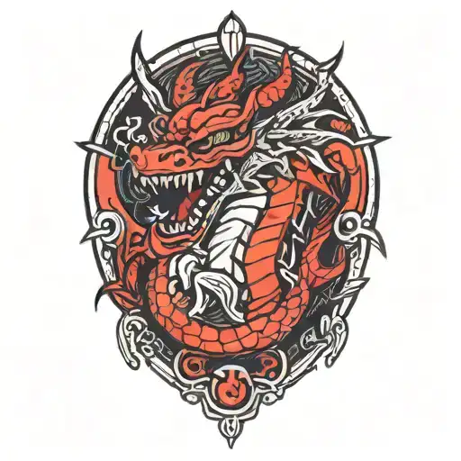A Small Tattoo With The Words Scarlet Frenzy And A Ruby Dragon