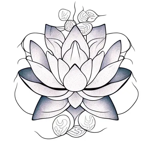 Lotus Blossom With Vines Growing Outward
