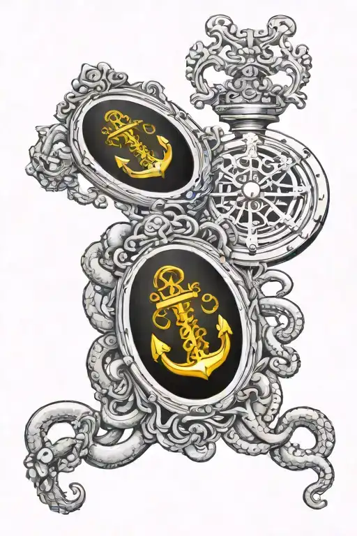 2 Pocket Watches With An Anchor & Octopus Wrapped Around Everything