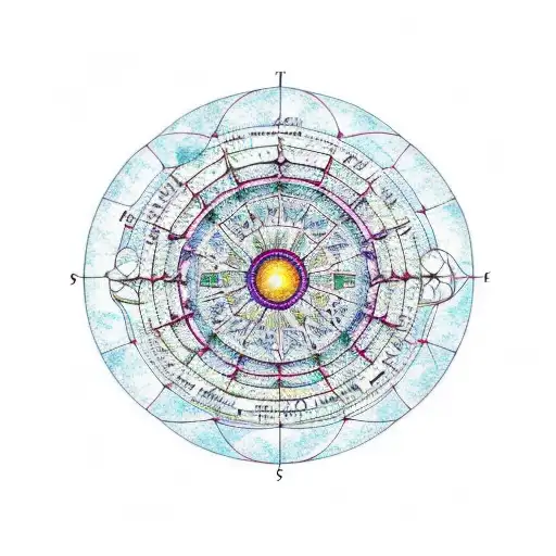 An Astrological Chart Made Of Intricate Geometric Patterns With Coffee Cups As The Planets