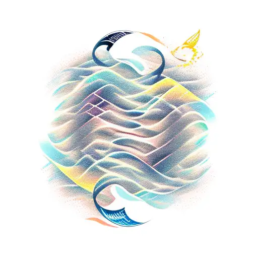 A New-school Tattoo Of A Guitar Transforming Into A Musical Wave