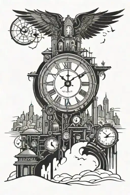 A Futuristic Cityscape With Intricate Building Designs And A Clock Tower Integrated Into The Skyline